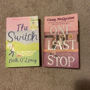 2 used novels (books)- One Last Stop and The Switch
